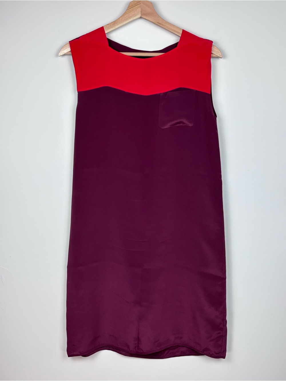 French Connection Colorblock Silk Shift Dress| Size 0| Wine/Raspeberry | Fall